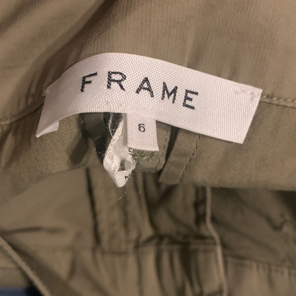Frame twiil pleaded green pants size 6 cotton military‎ safari high waisted - Picture 7 of 15